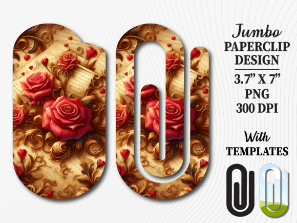 Antique Gold Rose Jumbo Paperclip Design: Elevate Your Sublimation Projects