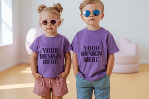 Bring Your Designs to Life with the Kids Gildan 5000B Siblings Mockup