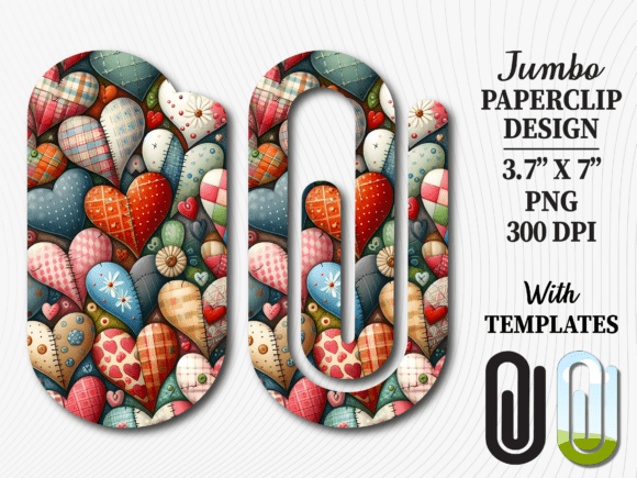 Colorful Folk Art Heart Jumbo Paperclip: The Ultimate Digital Tool for Creative Bookmarks and Gifts
