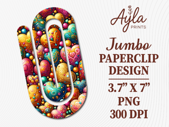 Colorful Heart Pattern Jumbo Paperclip: A Practical Sublimation Asset for Creative Professionals