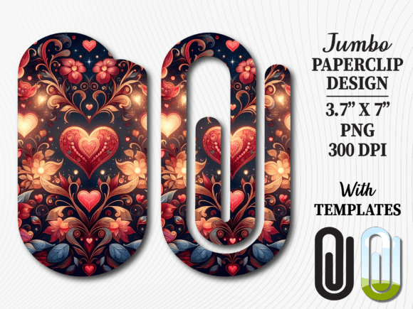 Dark Boho Floral Jumbo Paperclip Design