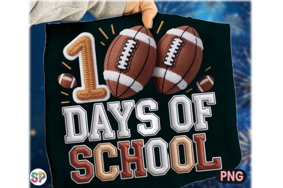 Football 100 Days School Faux Yarn PNG
