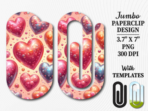 Glitter Sparkle Heart Jumbo Paperclip Design