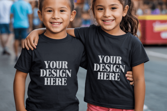 Kids Gildan 5000B Siblings Mockup 14: Elevate Your Design Presentations