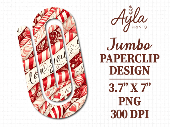 Love You Candy Cane Jumbo Paperclip: The Perfect Sublimation Design for Teachers and Book Lovers