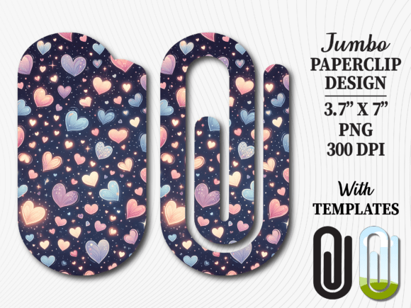 Navy Pink Pastel Heart Jumbo Paperclip