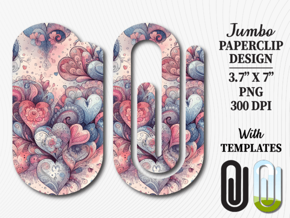 Pink Blue Heart Swirl Jumbo Paperclip