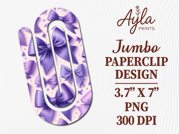 Purple Bow Pattern Jumbo Paperclip Design