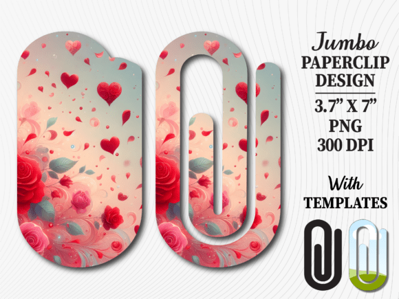 Red Rose Petals Heart Jumbo Paperclip