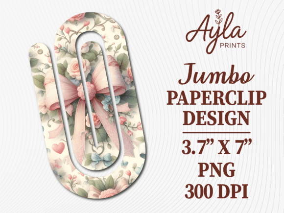Shabby Chic Floral Bow Jumbo Paperclip: A Versatile Digital Asset for Creatives and Educators