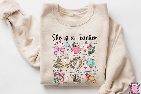 She Is a Teacher Faith Quote Design PNG: Elevating Educators Through Faith and Creativity