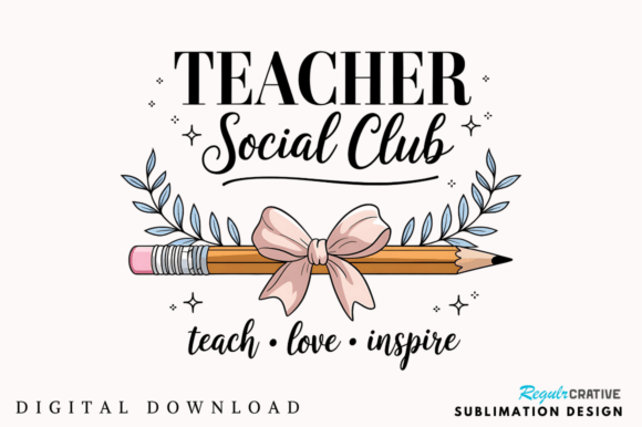 Teacher Social Club PNG, Coquette Bow PNG: Elevating Your Back-to-School Designs
