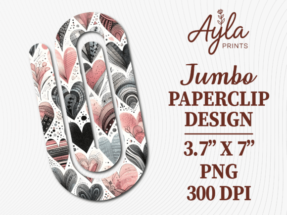 Transform Your Creativity with the Black and Pink Heart Jumbo Paperclip Sublimation Design